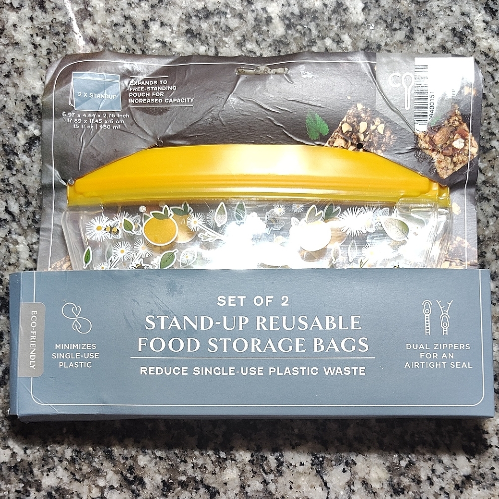 Yellow Reusable Food Storage Bags - Set of 2